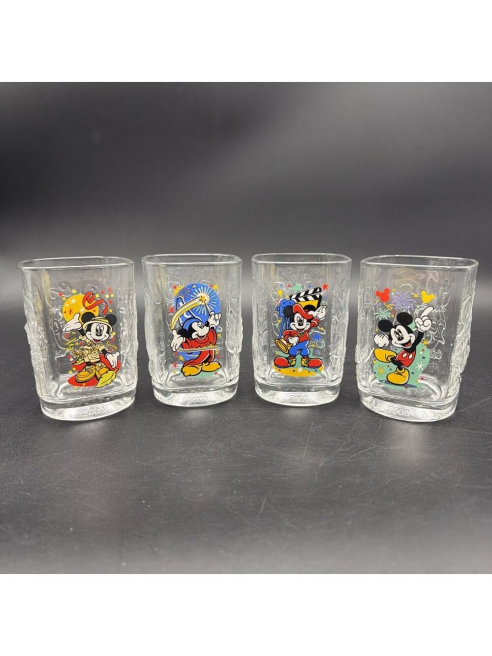 Set of 4 - Walt Disney World McDonalds Millennium 2000 Drink Glasses All 4 Parks